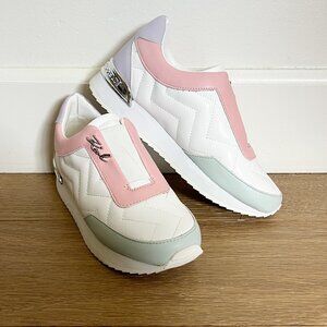 Karl Lagerfeld White Pink Mint Lavender Leather Sneakers